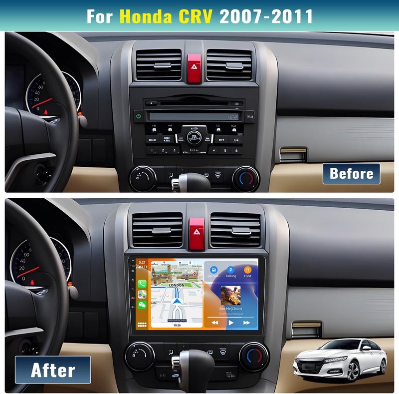 CAMECHO Car Stereo for Honda CRV 2007-2011 with 9" Touch Screen, Apple Carplay, Android Auto, Bluetooth, and Backup Camera - Image 3