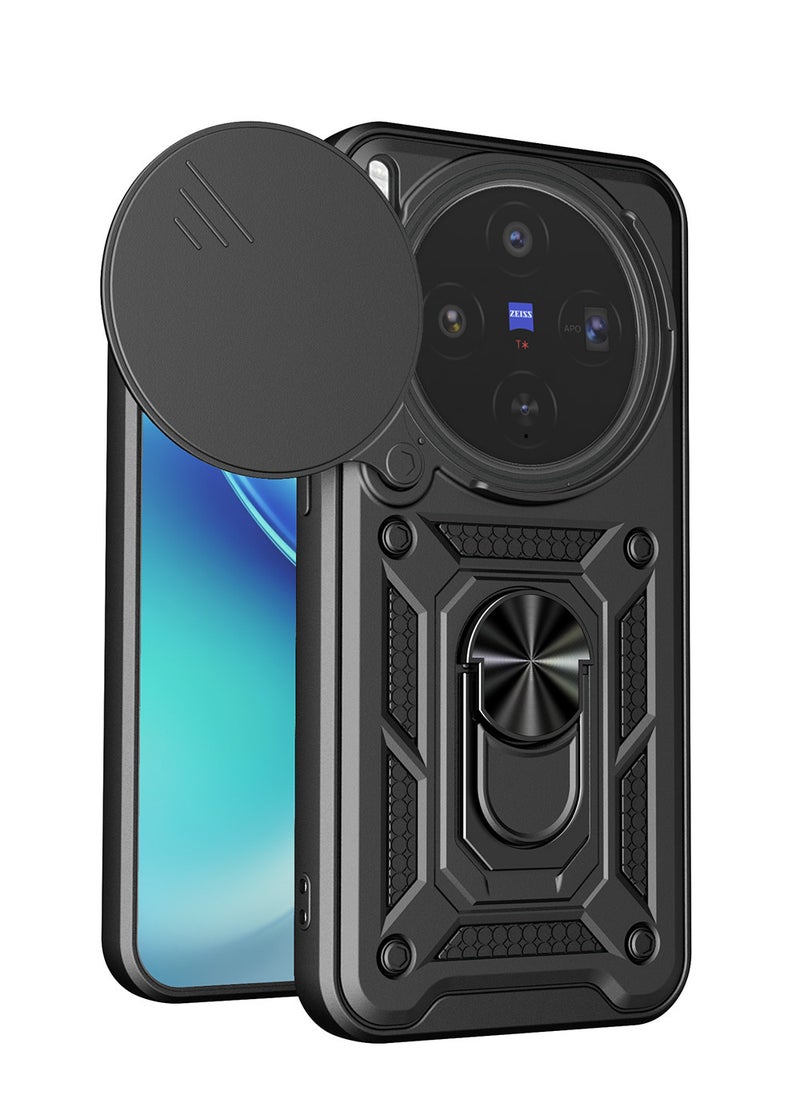 غطاء هاتف لـ VIVO X300 5G مزود بغطاء للكاميرا وحامل حلقي، غطاء واقي صلب من الخلف وحواف ناعمة ومقاوم للصدمات - Image 1