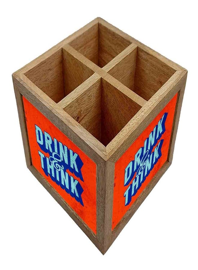 Nutcase Wooden Cutlery Stand Holder Silverware Caddy Spoons Forks Knives Organizer for Dining Table & Kitchen -Made in India-Spoons NOT Included - Drink Think - Image 2