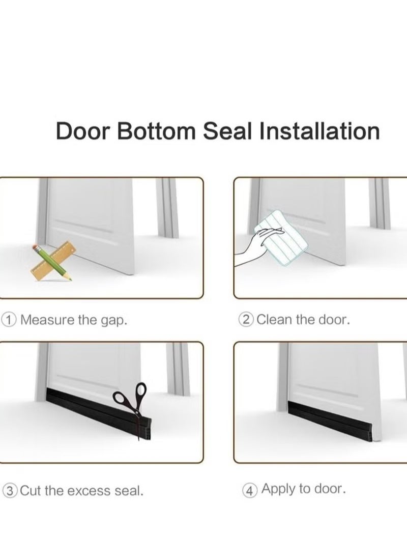 Generic Adhesive Under Door Sweep Weather Stripping Soundproof Rubber Bottom Seal with Wider Strong for Interior Exterior Doors Guard Against Drafts Dust Noise Animals (1M Black)  - Image 4