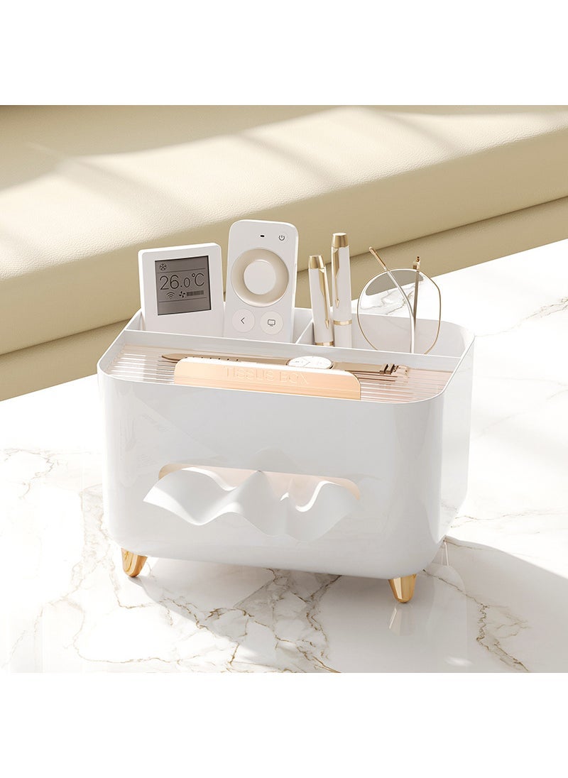 Luxury Desk Tissue Box with Remote Storage Pure Platinum