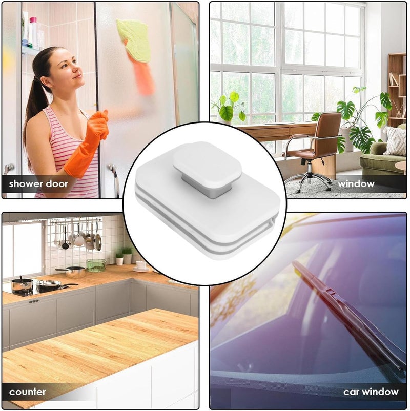 WEPTIX ® Magnetic Window Cleaner Double-Side Glazed Two Sided Glass Cleaner Wiper with 2 Extra Cleaning Cotton Pads | Two-Sided Window Squeegee Washing Tool for Cleaning- (MIIX) - Image 3