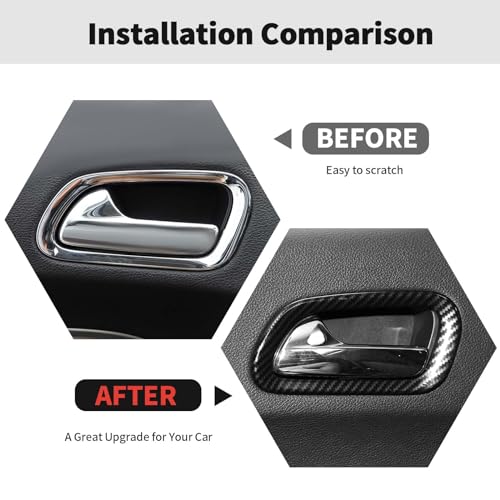 RT-TCZ RTTCZ Carbon Fiber Door Inner Handle Cover Trim Frame Decoration Interior Accessories Compatible with Dodge Durango 20112020 - Image 3