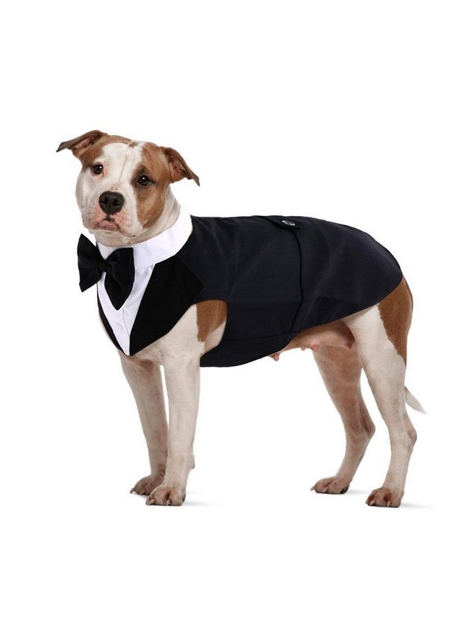 IDOMIK Dog Tuxedo Suit for Small Medium Large Dogs, Formal Dog Tuxedo Vest Suit with Detachable Bow Ties Collar & Bandana Scarf Set, Dog Wedding Attire Shirt for Birthday Party Costume Black - Image 1