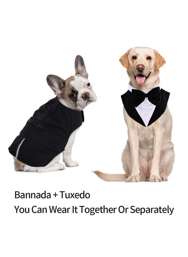 IDOMIK Dog Tuxedo Suit for Small Medium Large Dogs, Formal Dog Tuxedo Vest Suit with Detachable Bow Ties Collar & Bandana Scarf Set, Dog Wedding Attire Shirt for Birthday Party Costume Black - Image 3
