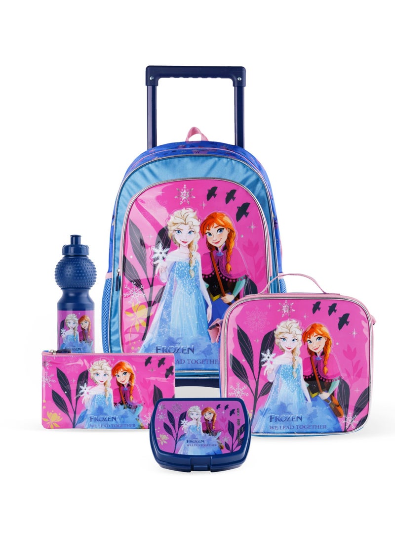 Disney FROZEN - Disney Frozen 5in1 Trolley Box Set 16" - Back to School Backpack, Kids’ Trolley Bag, Colorful School Bag, Extendable Trolley for Kids, and Lunch Bag with Thermal Insulation - Image 1