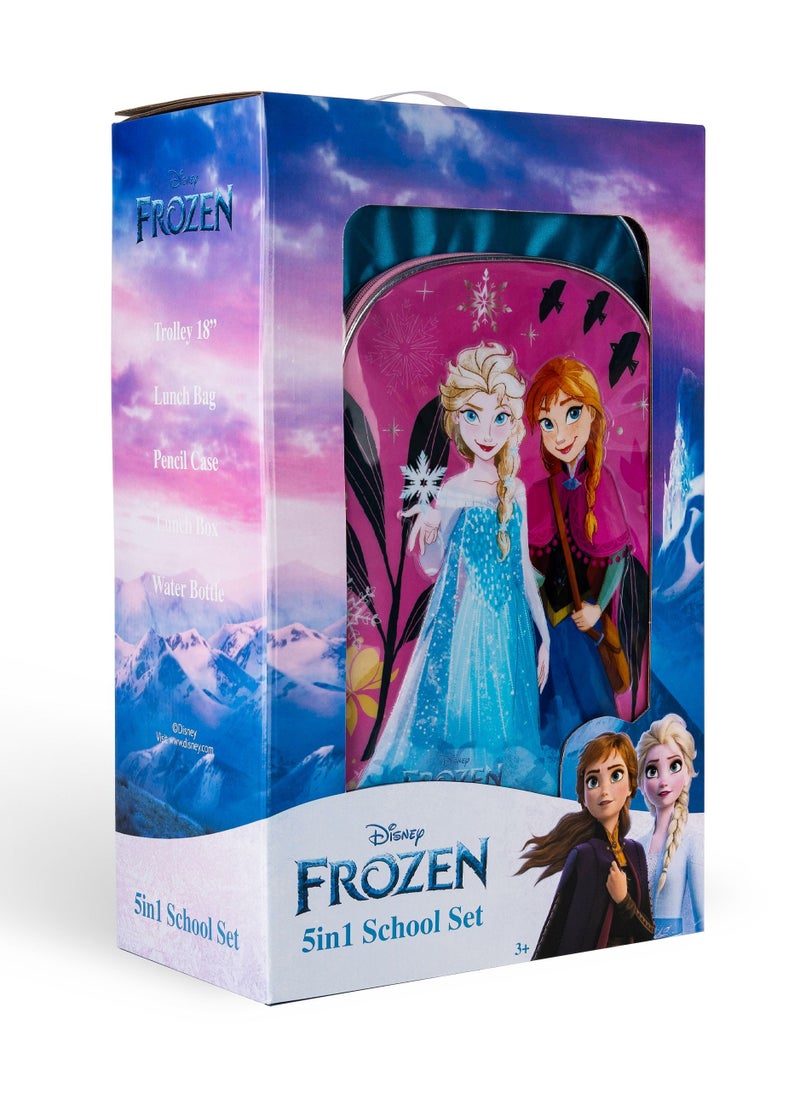 Disney FROZEN - Disney Frozen 5in1 Trolley Box Set 16" - Back to School Backpack, Kids’ Trolley Bag, Colorful School Bag, Extendable Trolley for Kids, and Lunch Bag with Thermal Insulation - Image 1