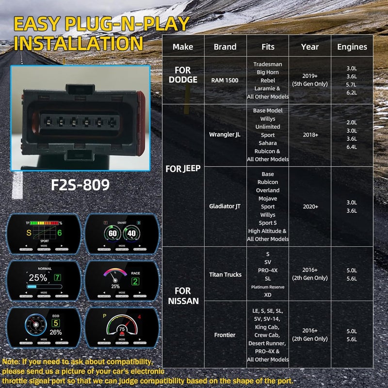 MAIMEIMI Throttle Response Controller with 14 Drive Modes for Dodge Ram 1500, Jeep Wrangler JL, and Nissan Titan - Image 2