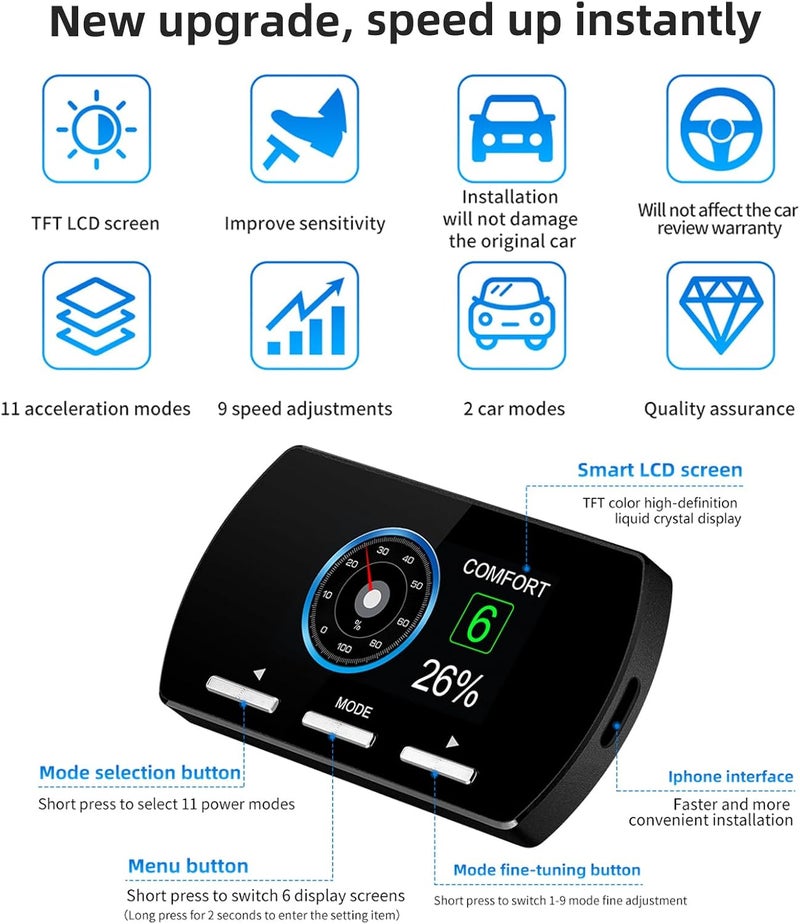 MAIMEIMI Throttle Response Controller with 14 Drive Modes for Dodge Ram 1500, Jeep Wrangler JL, and Nissan Titan - Image 3