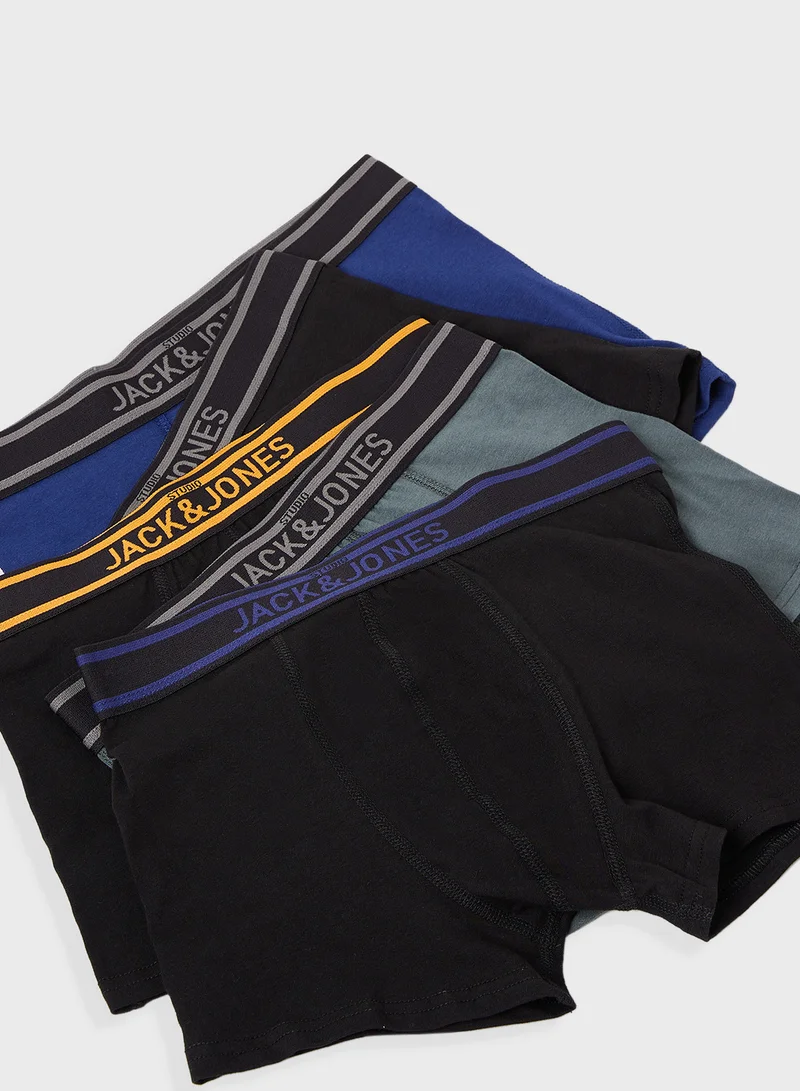 Jack & Jones Junior Kids 5 Pack Logo Band Trunks