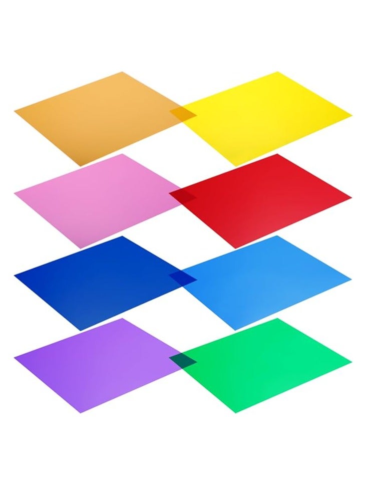 نيوير Neewer® 12x12"/30x30cm Transparent Color Correction Light Gel Filter Set Pack of 8 Gel Sheet for Photo Studio Strobe Flashlight (Red, Yellow, Orange, Green, Purple, Pink, Light Blue, Dark Blue) black - Image 1