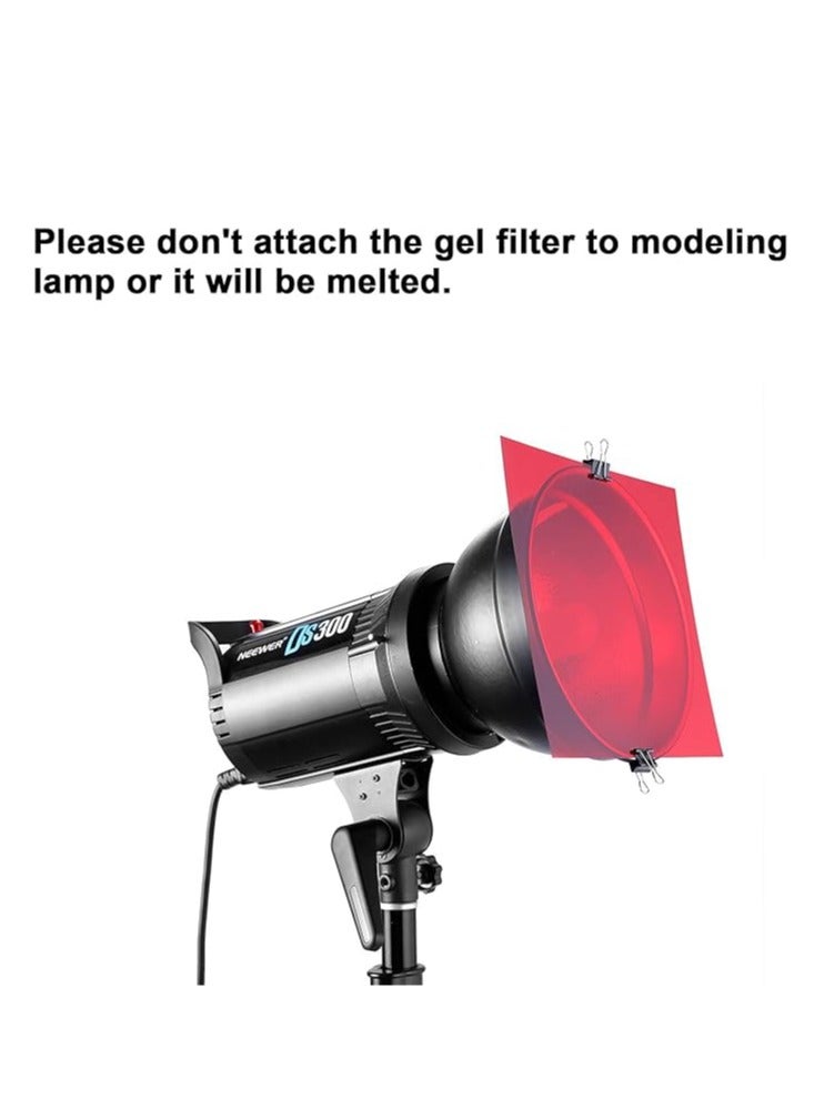 نيوير Neewer® 12x12"/30x30cm Transparent Color Correction Light Gel Filter Set Pack of 8 Gel Sheet for Photo Studio Strobe Flashlight (Red, Yellow, Orange, Green, Purple, Pink, Light Blue, Dark Blue) black - Image 5