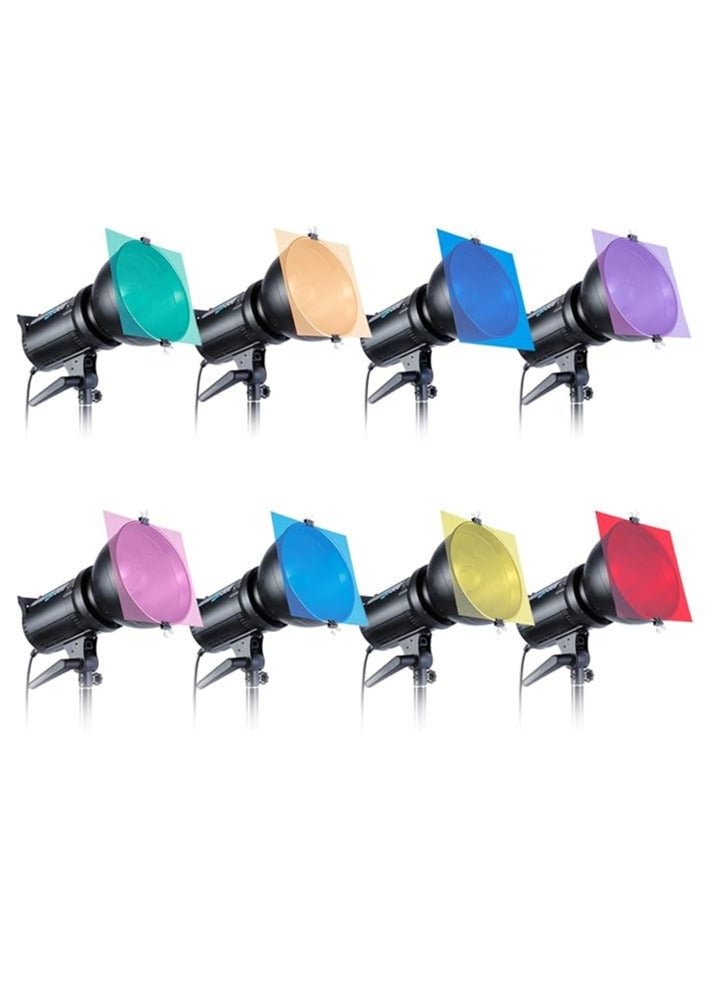 نيوير Neewer® 12x12"/30x30cm Transparent Color Correction Light Gel Filter Set Pack of 8 Gel Sheet for Photo Studio Strobe Flashlight (Red, Yellow, Orange, Green, Purple, Pink, Light Blue, Dark Blue) black - Image 4