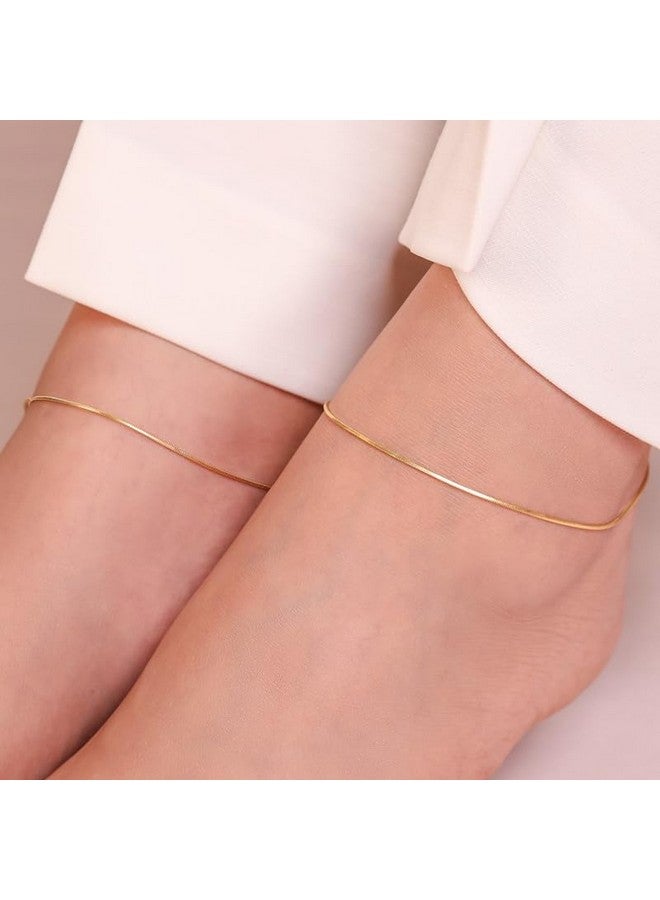 ZAVYA 925 Sterling Silver Modest Minimal Gold Plating Anklet (Pair) | Gift for Women & Girls | With Certificate of Authenticity & 925 Stamp |Rakhi Gift for Sister - Image 2