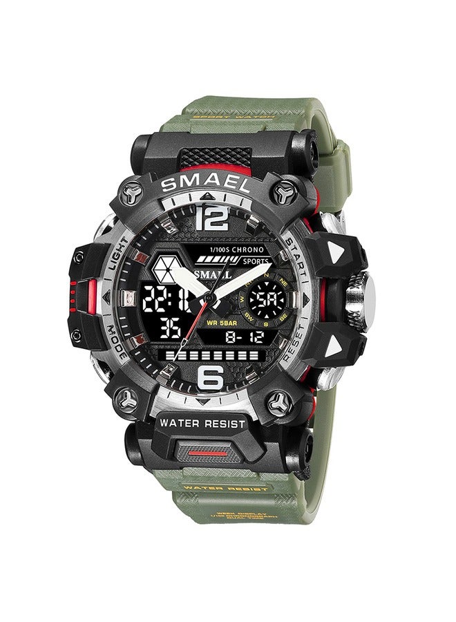 SMAEL Men's 50m Waterproof Sports Military Watch with Dual Display Quartz and LED Digital Features - Image 1