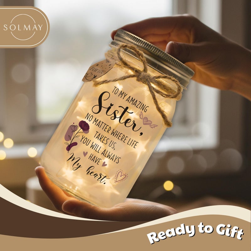 SOLMAY Unique Sister Birthday Gifts from Sister, Sentimental Keepsake Mason Jar for Big Sisters from Little Brother, Siblings Birthday Gift, Easter Gift for Sisters - Image 2