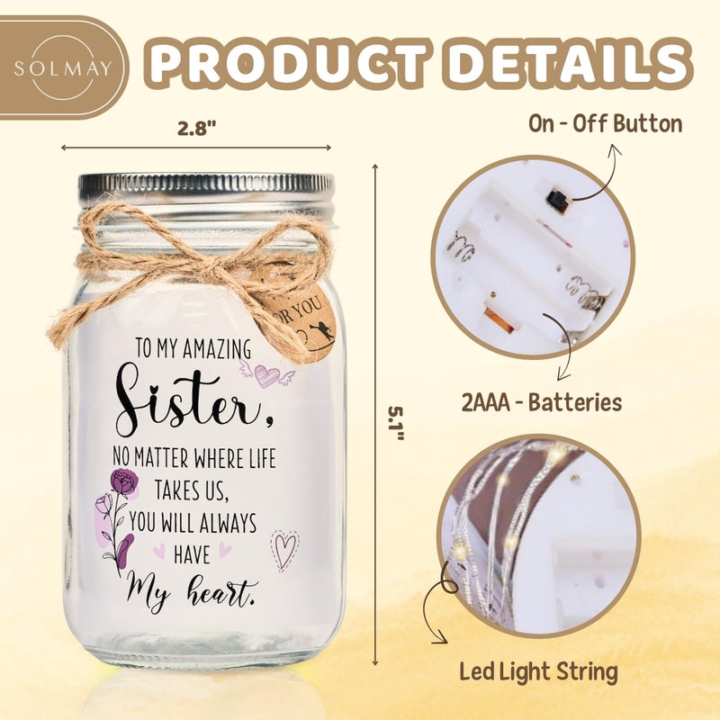SOLMAY Unique Sister Birthday Gifts from Sister, Sentimental Keepsake Mason Jar for Big Sisters from Little Brother, Siblings Birthday Gift, Easter Gift for Sisters - Image 3
