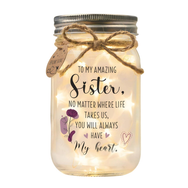 SOLMAY Unique Sister Birthday Gifts from Sister, Sentimental Keepsake Mason Jar for Big Sisters from Little Brother, Siblings Birthday Gift, Easter Gift for Sisters - Image 1