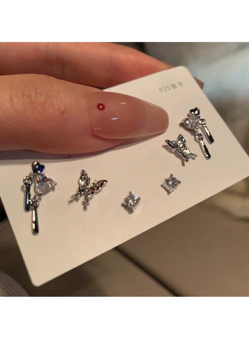 Goolsky 6 Pairs Butterfly Stud Earrings for Women – S925 Sterling Silver, Dainty Small Earrings Set, Elegant & Trendy Jewelry, Minimalist Design - Image 1