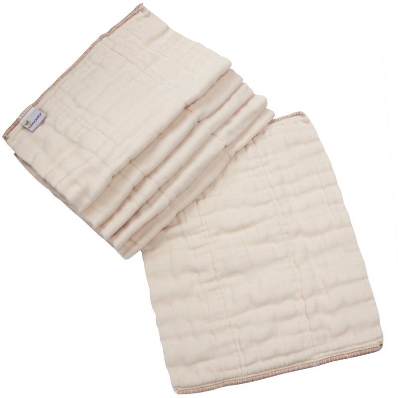 OsoCozy Organic Cotton Prefold Cloth Diapers Traditional Fit Small 4x8x4 Layering (6pk) - Super-Soft, Thick, Absorbent and Durable. Unbleached Natural Color, Fits 7-15 lbs. - Image 2