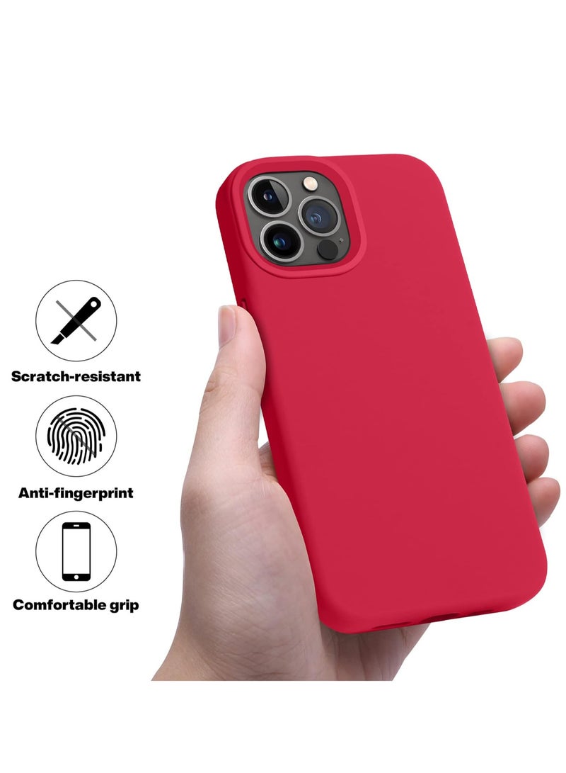 حافظة هاتف آيفون 13 برو ماكس، غطاء حماية من السيليكون مقاوم للصدمات ومضاد للخدش (أحمر) - Image 4