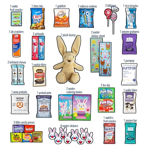 CRAVEBOX Easter Basket Gift 40ct  Pre Filled Easter Gift Basket for Kids and Adults with Bunny Candy Snacks and Treats  Boys Girls Grandchildren Young Children Toddlers Men Women - Image 5