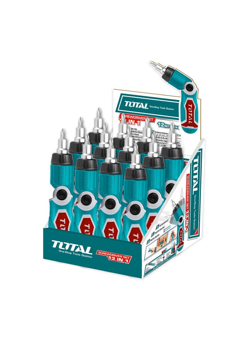 Total Tools - 12-in-1 Multi-Bit Ratcheting Screwdriver with Magnetic Tip, Interchangeable Bits, and Ergonomic Handle – Versatile Hand Tool for Home, DIY, and Professional Use - Image 1