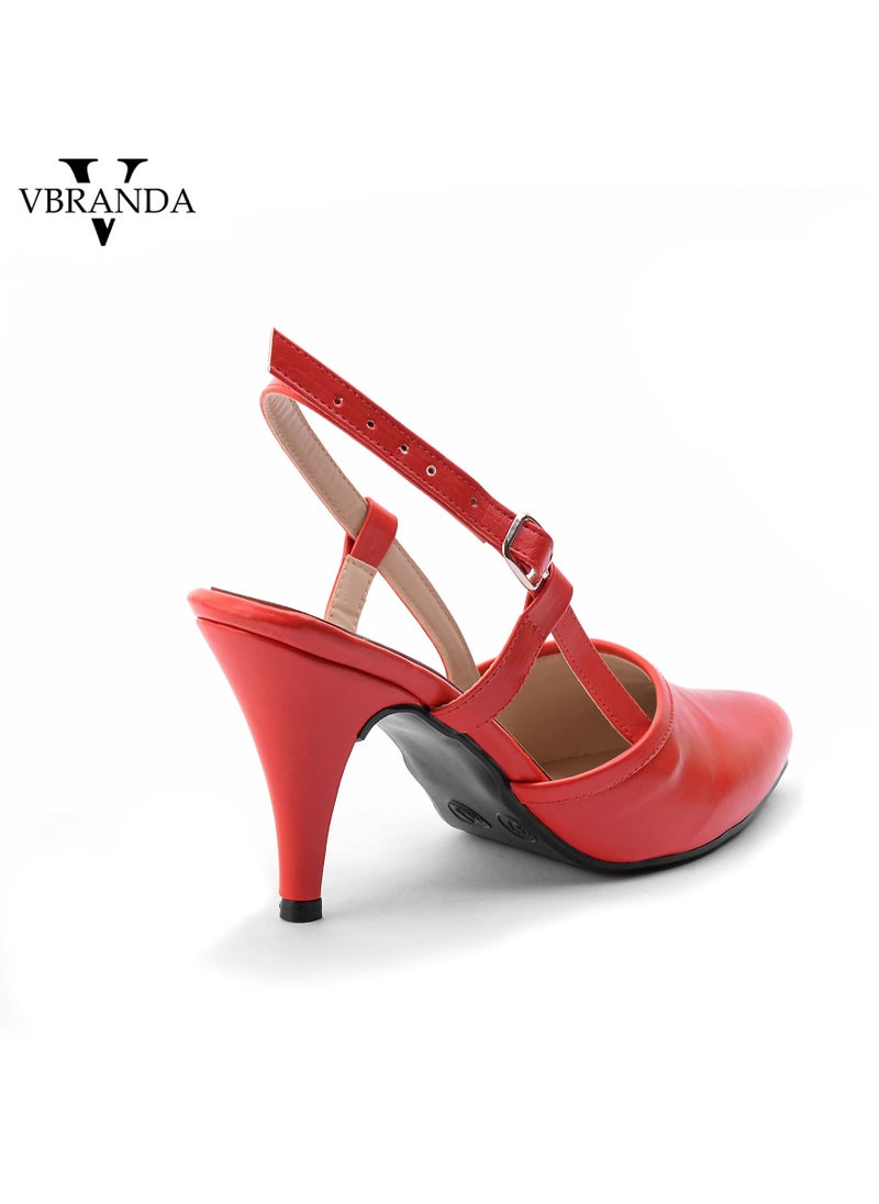 Vbranda - A high-quality closed-toe leather sandal C-60-RED - Image 1