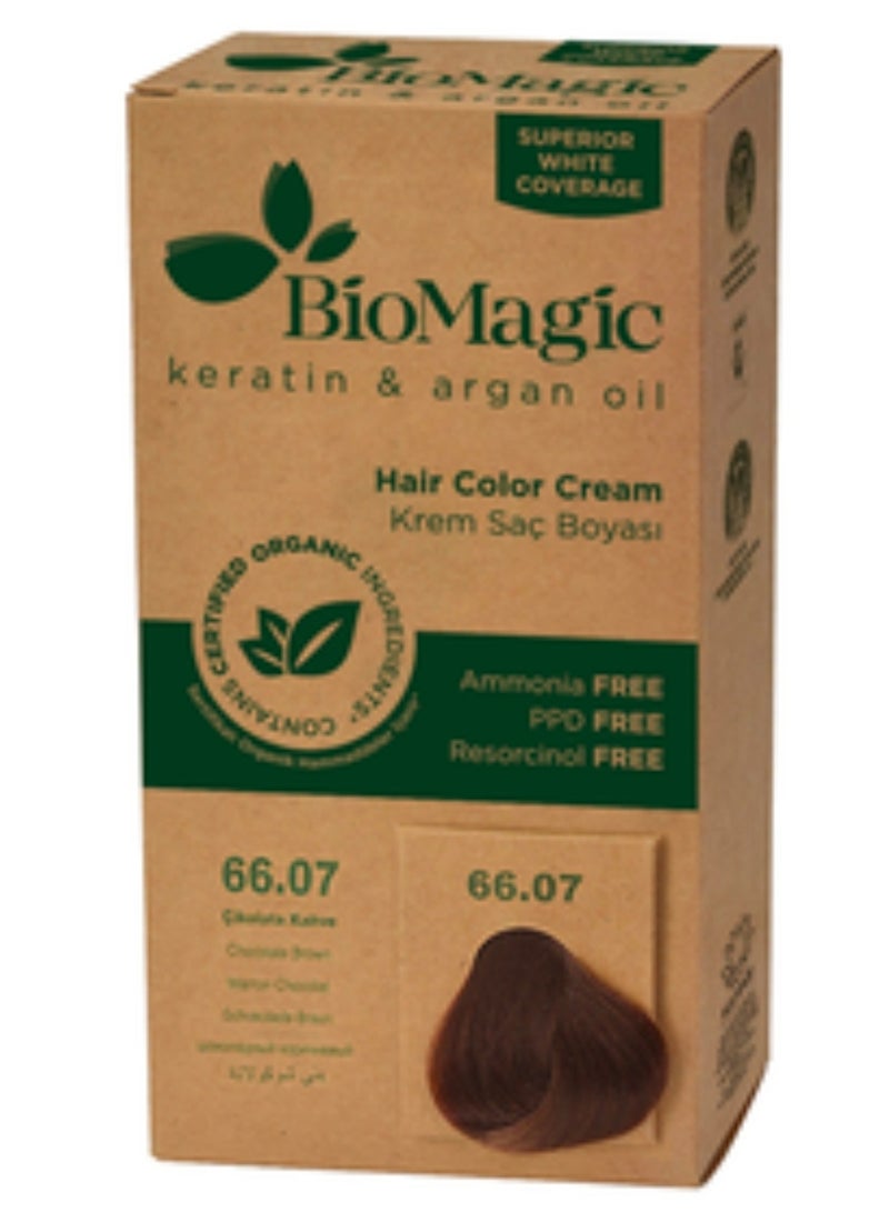 Biomagic Hair Dye 66.07, 60 ml, Chocolat Brown  (Keratin & Argan Oil) - Image 1