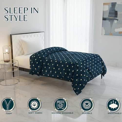 BELVOSTUM Soft Cotton Duvet Cover for Single Bed | Printed Quilt & Blanket Cover | Razai Cover with Zipper Closure | Soft & Breathable Bedding Cover (90X60) Inches (Blue) - Image 3
