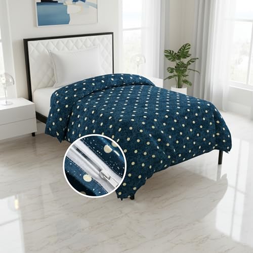BELVOSTUM Soft Cotton Duvet Cover for Single Bed | Printed Quilt & Blanket Cover | Razai Cover with Zipper Closure | Soft & Breathable Bedding Cover (90X60) Inches (Blue) - Image 2