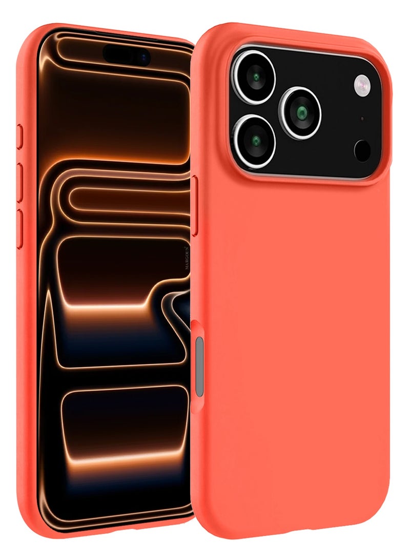 CATANES Silicone Protective Phone Case for iPhone 17 Pro - Soft Anti-Scratch Microfiber Lining Ultra Slim Drop Protection Phone Cover - Peach - Image 2