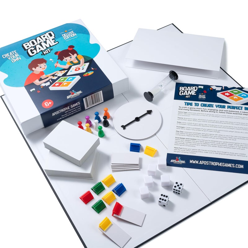 Apostrophe Games Create Your Own Board Game Set â€“ DIY Kit with Blank Game Board, Game Pieces, Blank Cards, Dice, Spinner, Rulebook, Sand Timer â€“ Build Your Own Game Kit - Deluxe Edition - Image 3