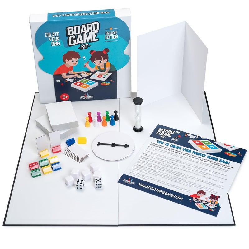Apostrophe Games Create Your Own Board Game Set â€“ DIY Kit with Blank Game Board, Game Pieces, Blank Cards, Dice, Spinner, Rulebook, Sand Timer â€“ Build Your Own Game Kit - Deluxe Edition - Image 1