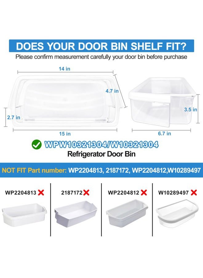 Alvar [2 PACK] UPGRADED W10321304 Refrigerator Door Shelf Compatible with Whirlpool Shelf Replacement WPW10321304 Whirlpool Fridge Door Shelf Bin AP601947 WRS325FDAM01 WRS325FDAM02 WRS325FDAM04 ED5FVGXWS07 - Image 2