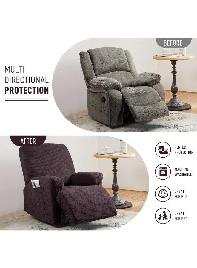 KinCam KinCam Recliner Covers, Stretch Reclining Chair Covers, Recliner Sofa Slipcovers Stripe Jacquard Recliner Couch Covers Furniture Protector Covers for Pet Kid (1 Seater, Chocolate)  - Image 3