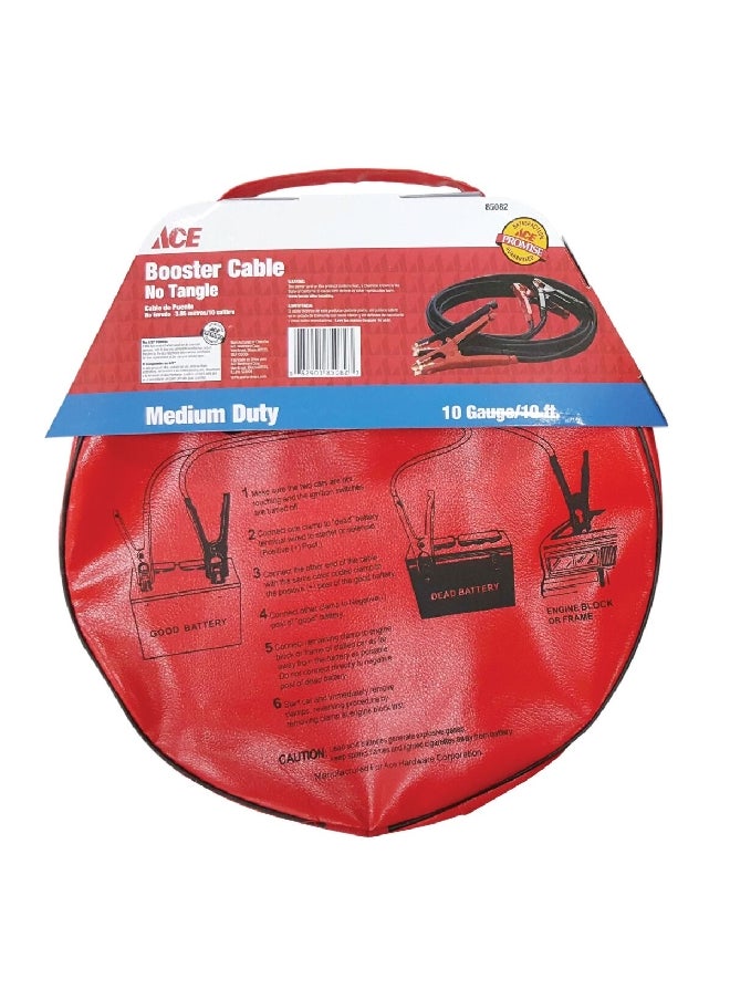 ACE - 10 Gauge No Shock Clamps Medium Duty Cable Booster with Bag Black and Red 85082 - Image 1