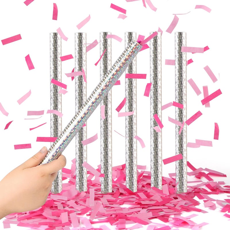 BATTIFE Its a Girl 6Pack Gender Reveal Confetti Sticks Tissue Paper Confetti Flick Flutter Wands for Baby Girl Shower Wedding Birthday Party Supplies Decoration Shoot Poppers 14inch Pink