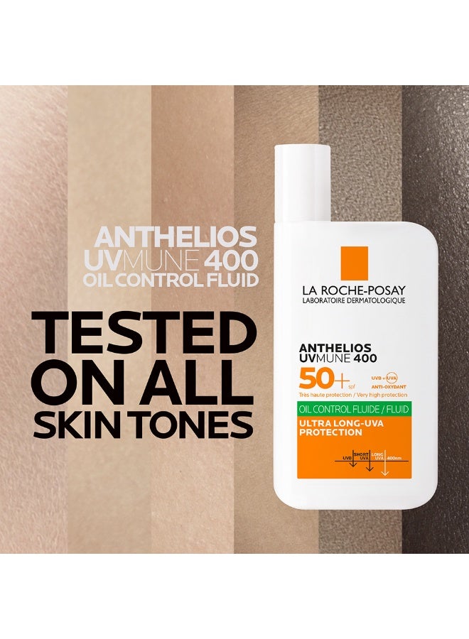 LA ROCHE-POSAY Anthelios UVMune 400 Oil Control Fluid Sunscreen SPF 50+ for Men/Women; Dermatologically-Tested Sunblock for Sensitive Oily Skin 50ML - Image 4