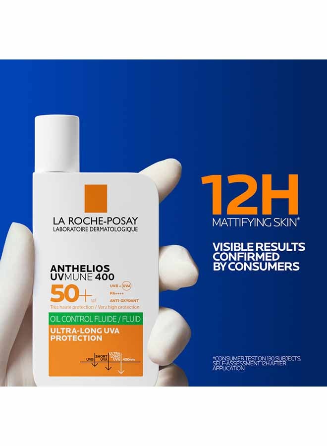 LA ROCHE-POSAY Anthelios UVMune 400 Oil Control Fluid Sunscreen SPF 50+ for Men/Women; Dermatologically-Tested Sunblock for Sensitive Oily Skin 50ML - Image 5