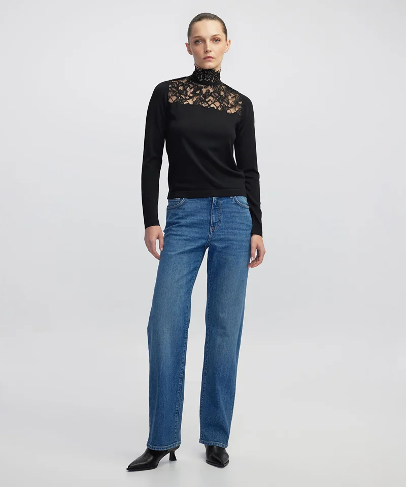 Ipekyol Lace-Trim Knit Top