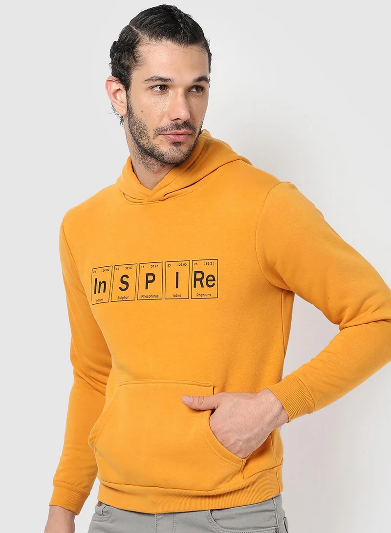كامبوس سوترا هودي رجالي أصفر خردلي بجيوب كنغر للملابس الكاجوال