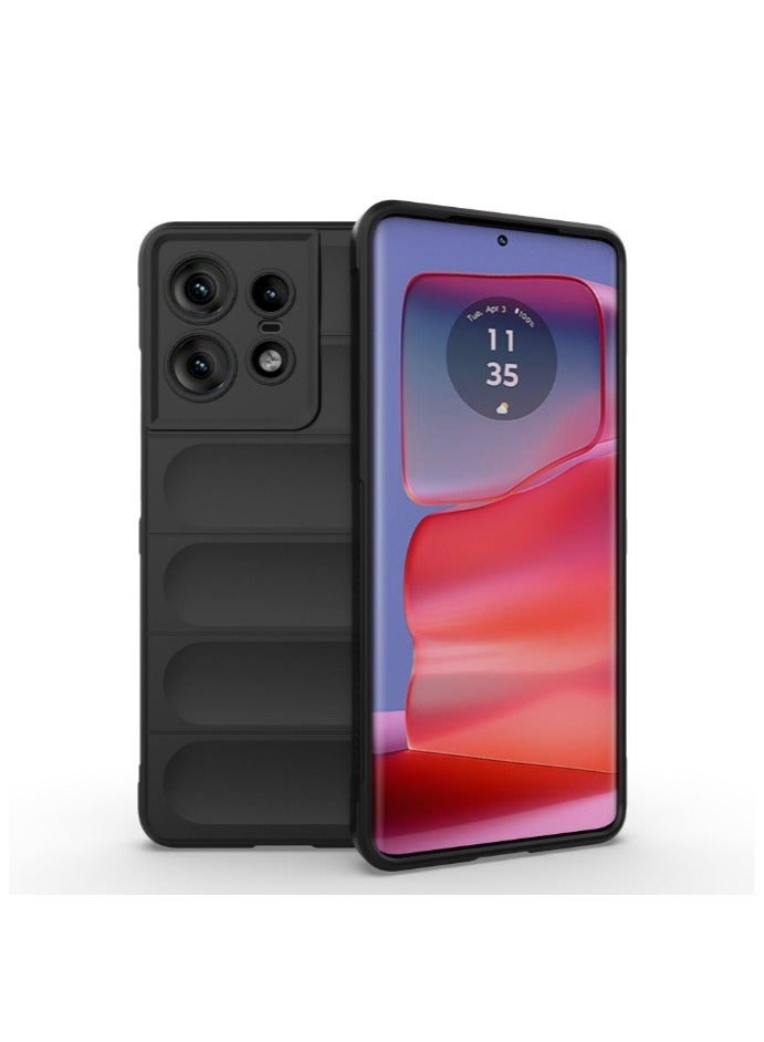 for Motorola Edge 50 Pro 5G Case Cover, Heavy Duty 4D Striped Pattern Sensory Soft Silicone Full Portection Shockproof Phone Case for Motorola Edge 50 Pro 5G, Black  - Image 1