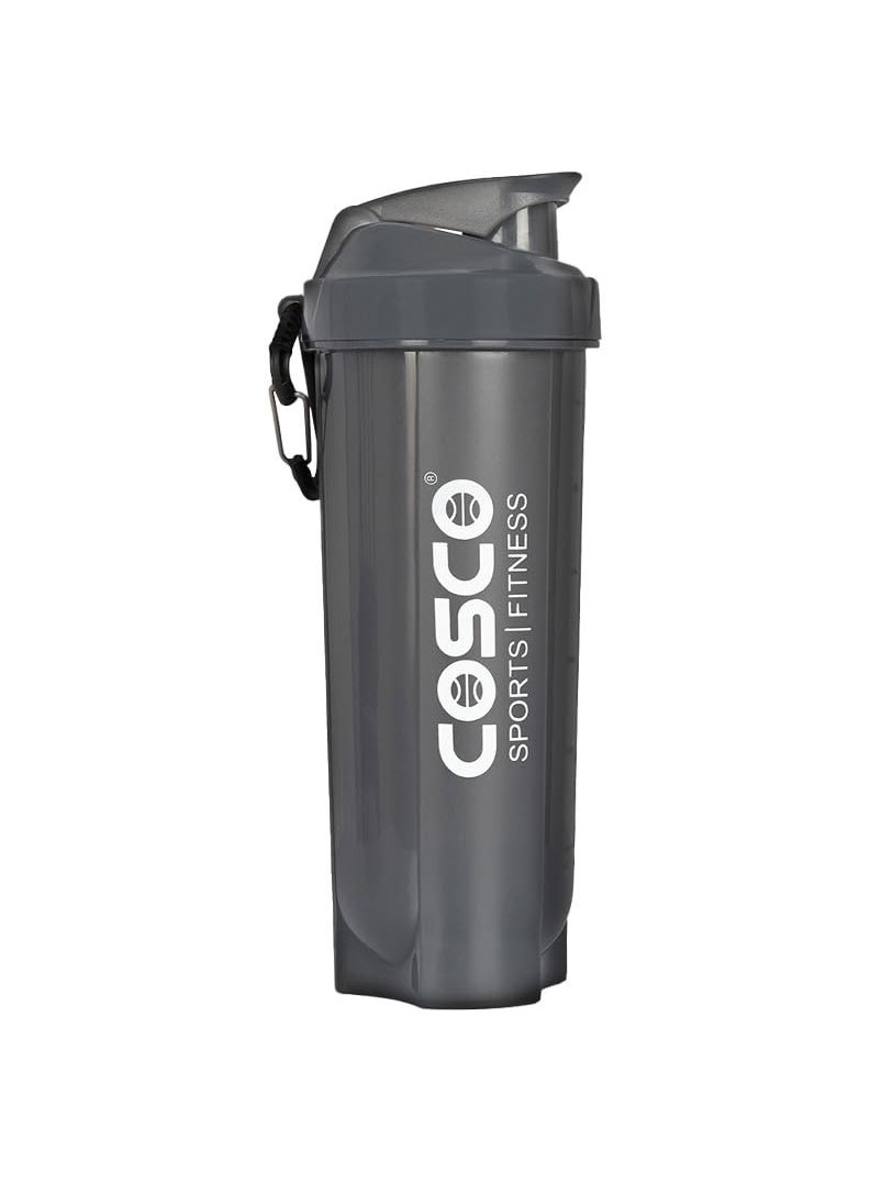 COSCO - Power Gym Shaker For Protein Shake Leak Proof Shaker Bottles For Protein Pre Workout And Bcaa Shake Protein Shaker Bottle For Men And Women Bpa-Free Material -700Ml (Grey) - Image 1