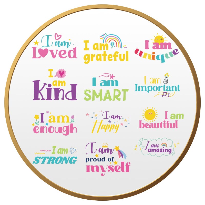 Geyoga 12 Pcs Inspirational Quote Mirror Decals Vinyl Positive Saying Affirmations Mirror Stickers Motivational Window Decals Peel and Stick for Home Office Staff Bathroom Wall Art(Lively Style) - Image 1