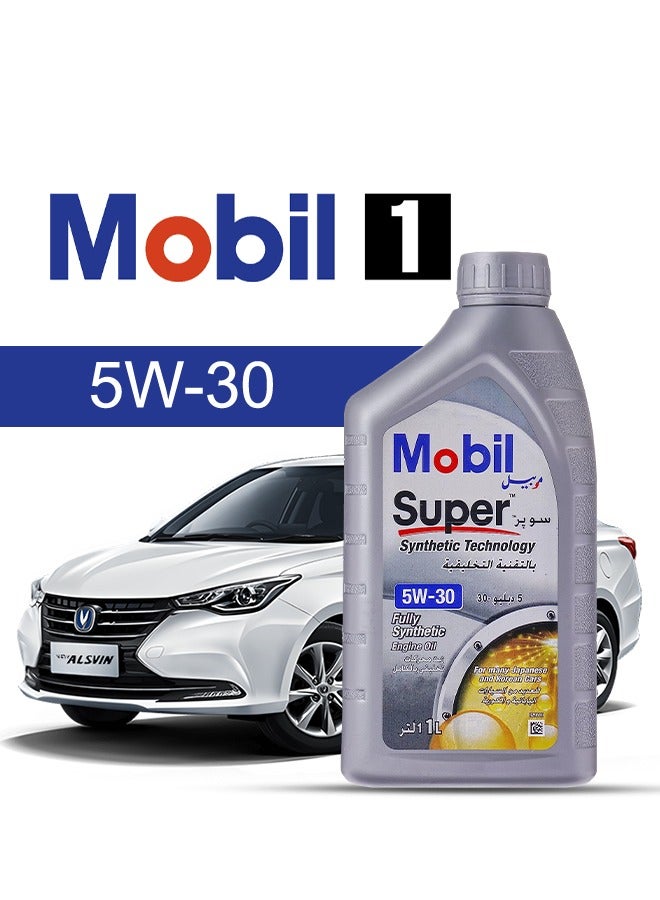 موبيل زيت محرك سيارة شانجان، L7  2024 - 2020 - لزوجة 5w30 موبيل سوبر 4 لتر، مع فلتر زيت المحرك - 2020 2021 2022 2023 2024