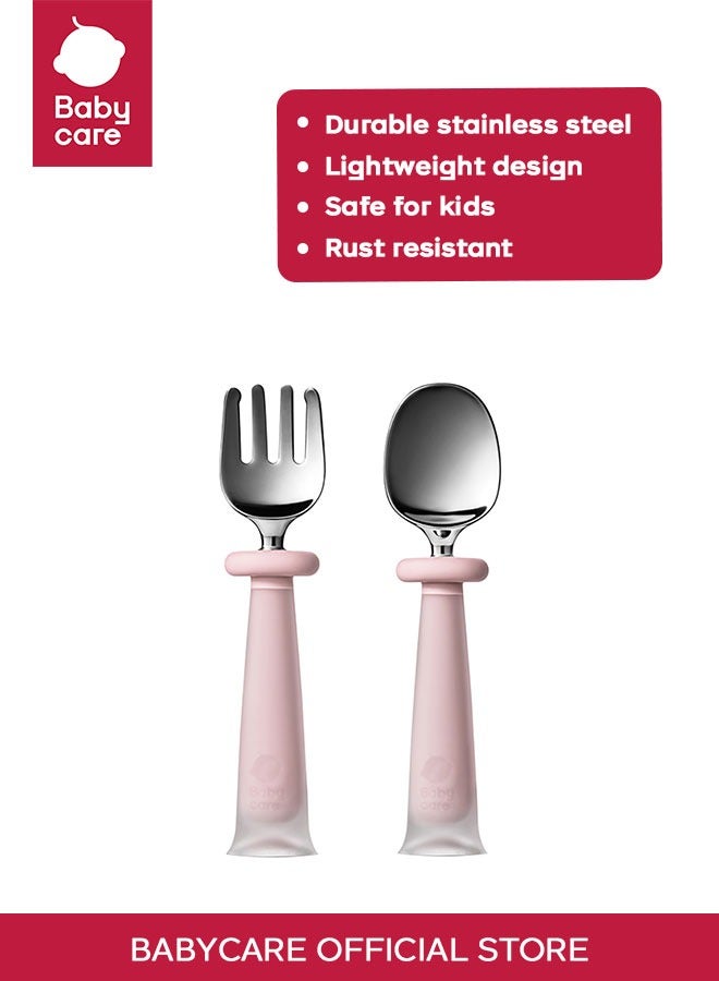 Babycare - Spoon & Fork Set - Willite Powder Pink - Image 1
