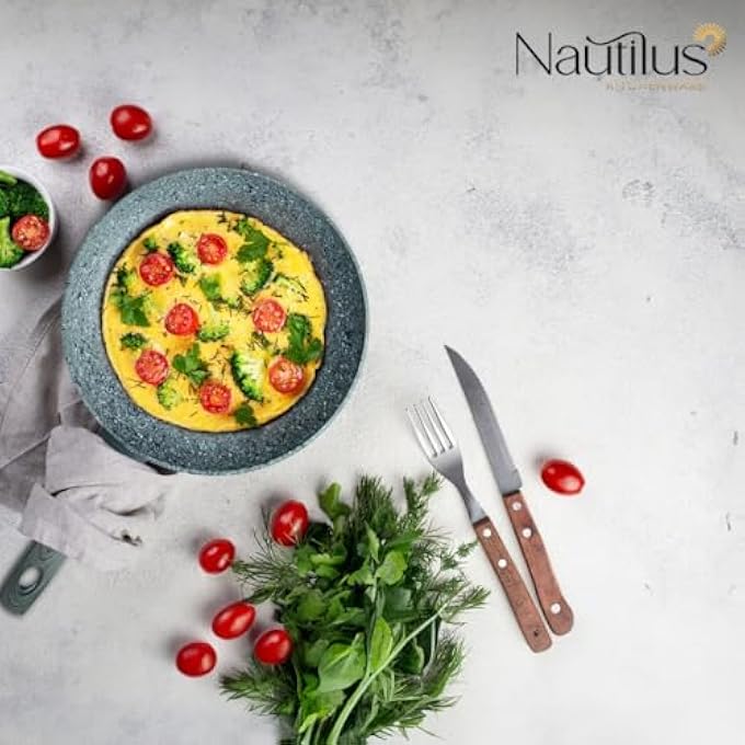 Nautilus Kitchenware Frypan 24Cm Forged Aluminium Marble Non Stick Coating Frying Pan Pfoa Free Dishwasher Safe Skillet Soft Touch Handle Cookware  Marble Grey - Image 3
