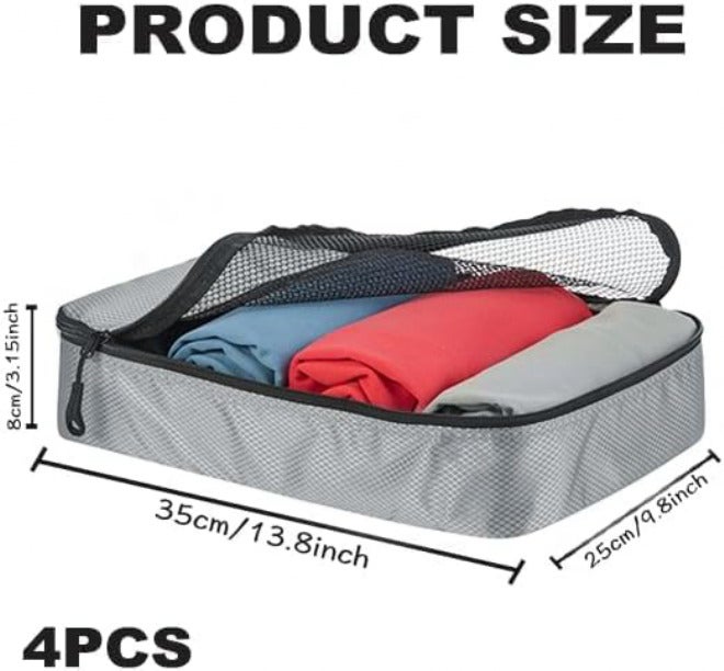ALANX Leakproof sealed ALANX Packing Cubes for Suitcases 4 Piece Mesh Zipper Cubes Organizer Set Clothes Storage Bags Set for Luggage Travel Organisers Accessories (Grey, Medium) Dust tight seal - Image 2