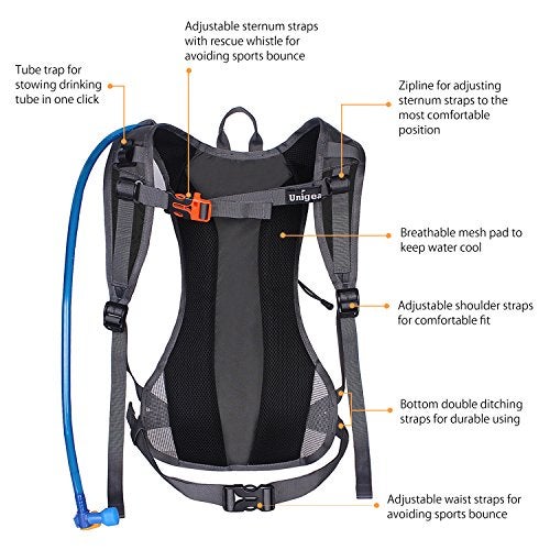Unigear Hydration Pack Backpack with 70 oz 2L Water Bladder for Running, Hiking, Cycling, Climbing, Camping, Biking (Black) - Image 3